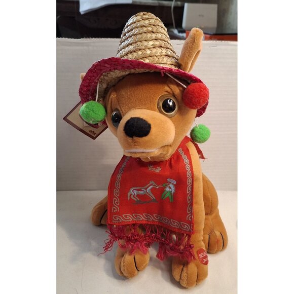 Pancho Chihuahua Plush Chantilly Lane Felice Navidad In Box New Vintage Musical - Picture 2 of 7